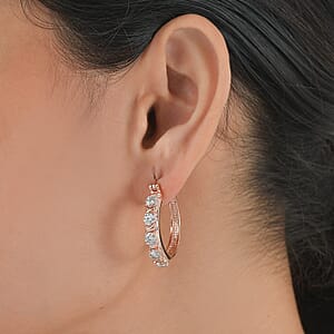 EverTrue Moissanite 2.30 ctw Infinity Wave Hoop Earrings in ION Plated RG Stainless Steel