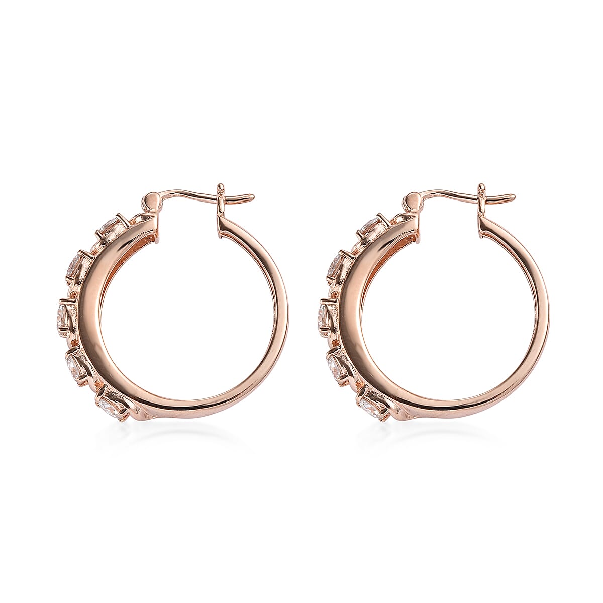 EverTrue Moissanite 2.30 ctw Infinity Wave Hoop Earrings in ION Plated RG Stainless Steel