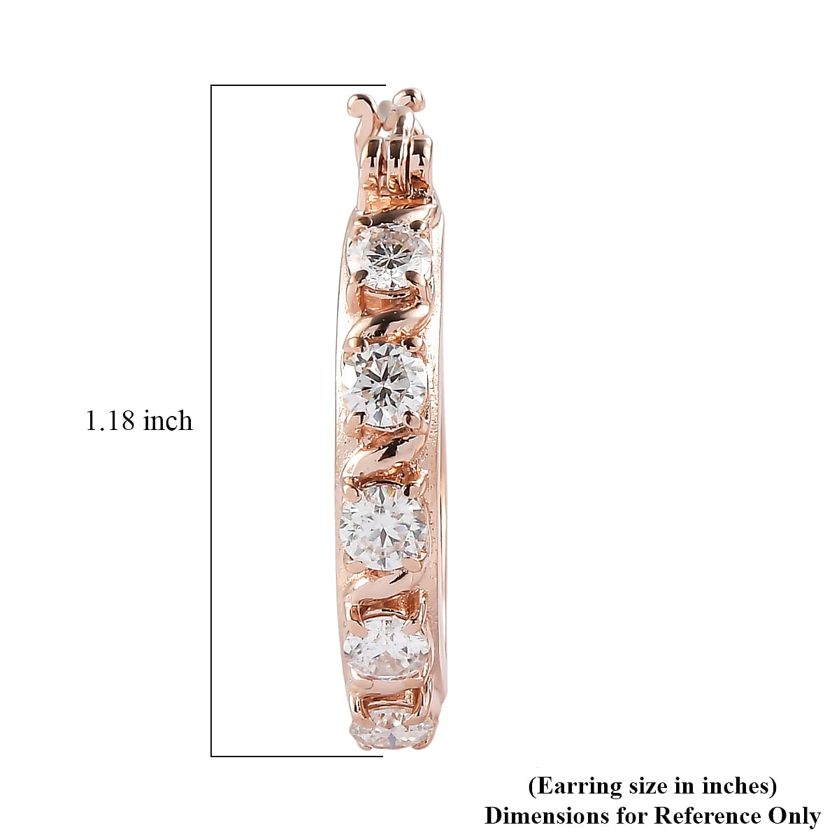 EverTrue Moissanite 2.30 ctw Infinity Wave Hoop Earrings in ION Plated RG Stainless Steel image number 4