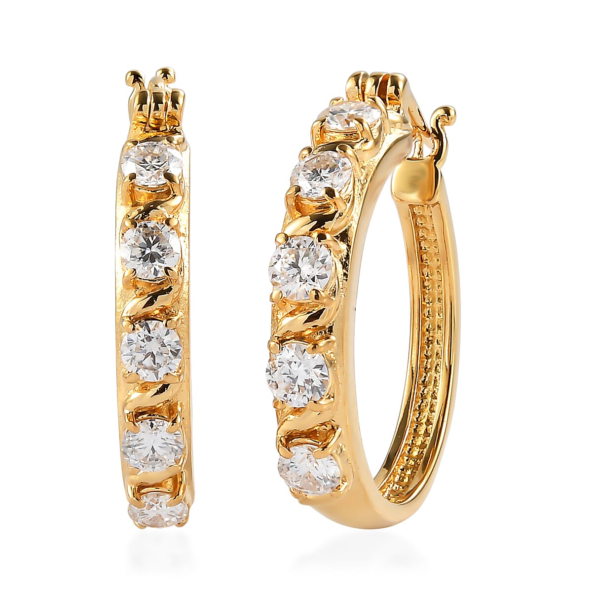 EverTrue Moissanite 2.30 ctw Infinity Wave Hoop Earrings in ION Plated YG Stainless Steel