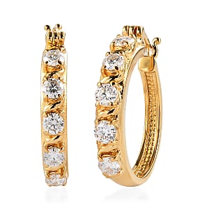 EverTrue Moissanite 2.30 ctw Infinity Wave Hoop Earrings in ION Plated YG Stainless Steel