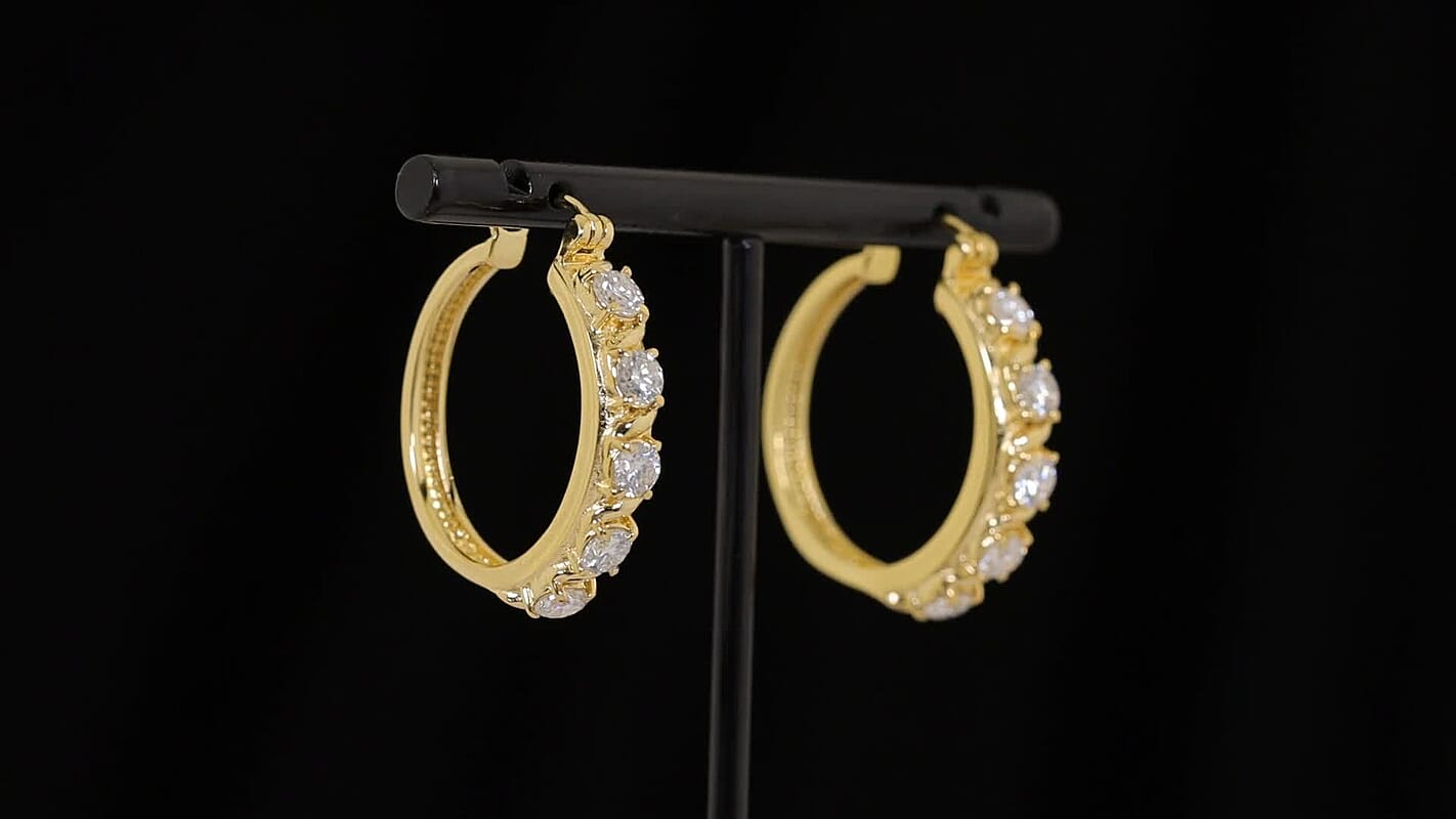 EverTrue Moissanite 2.30 ctw Hoop Earrings in ION Plated RG Stainless Steel