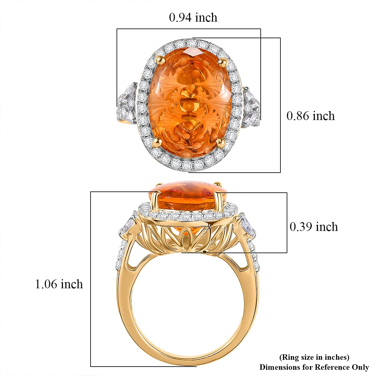 Certified & Appraised D'Joy Brazilian Citrine and Moissanite 5.70 ctw Ring in 18K Vermeil Yellow Gold Over Sterling Silver (Size 6.0)