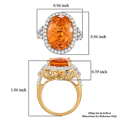 Certified & Appraised D'Joy Brazilian Citrine and Moissanite 5.70 ctw Ring in 18K Vermeil Yellow Gold Over Sterling Silver (Size 6.0)