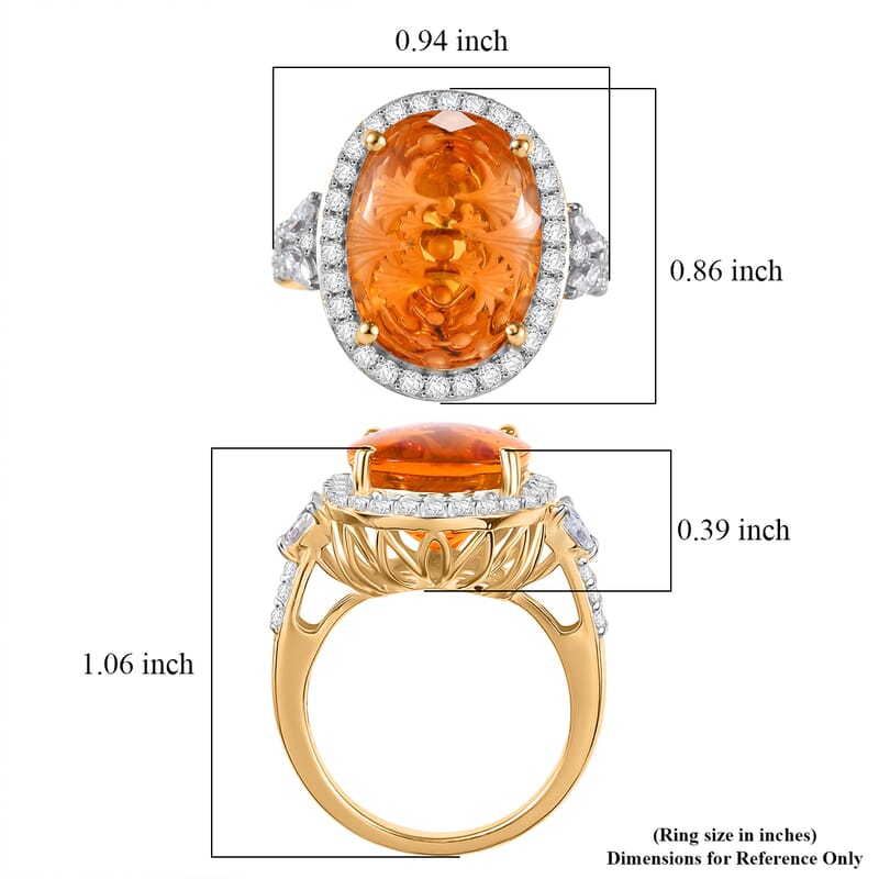 Certified & Appraised D'Joy Brazilian Citrine and Moissanite 5.70 ctw Ring in 18K Vermeil Yellow Gold Over Sterling Silver (Size 8.0)