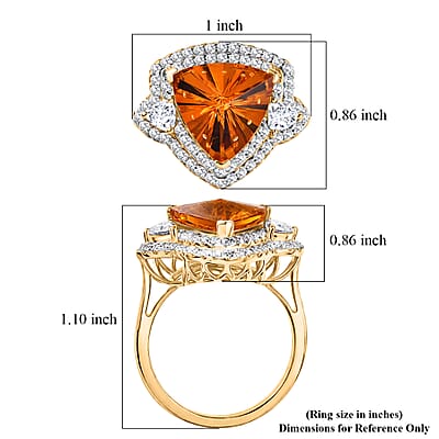 Certified & Appraised D'Joy Brazilian Citrine and Moissanite 6.60 ctw Ring in 18K Vermeil Yellow Gold Over Sterling Silver (Size 7.0)