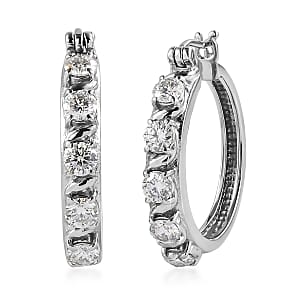EverTrue Moissanite 2.30 ctw Infinity Wave Hoop Earrings in Stainless Steel