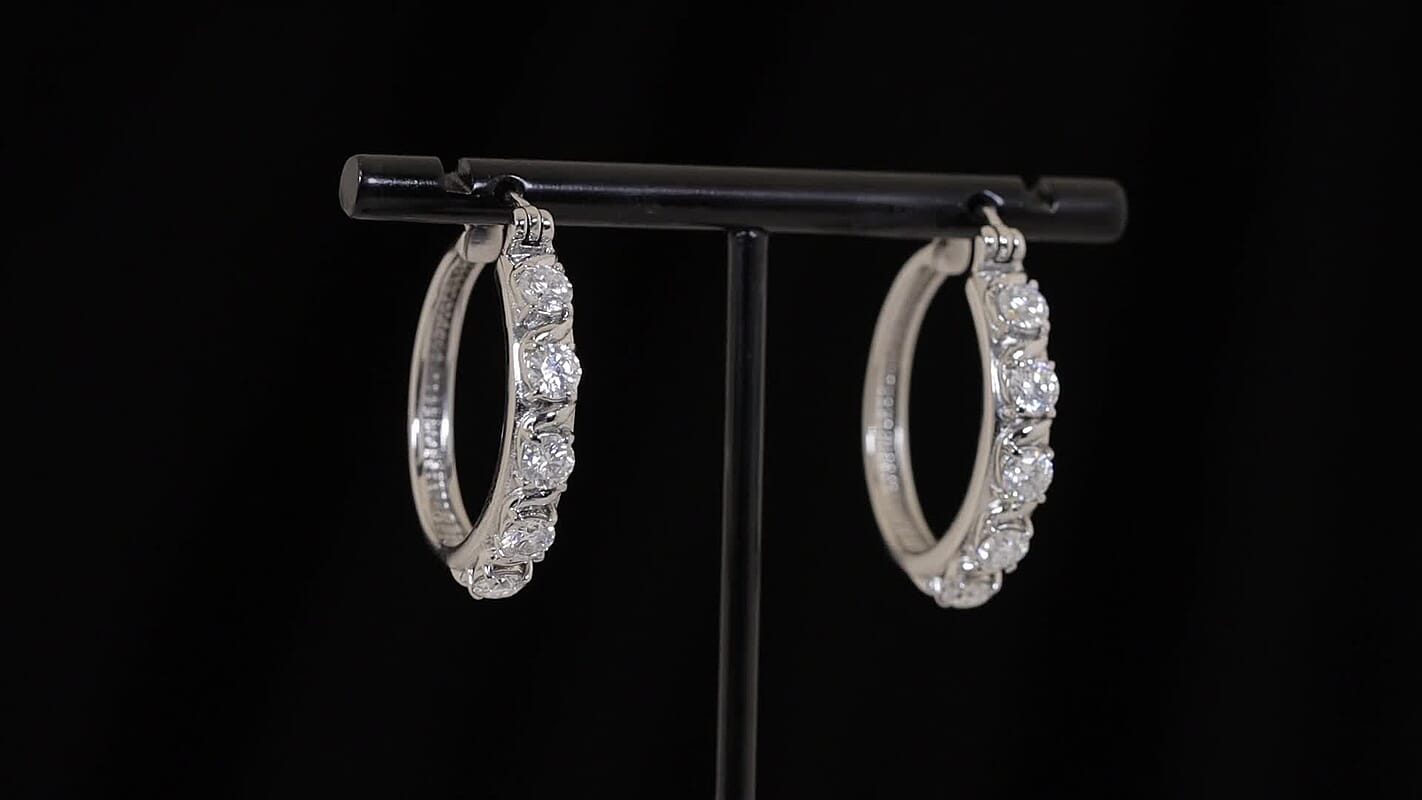 EverTrue Moissanite 2.30 ctw Hoop Earrings in ION Plated RG Stainless Steel