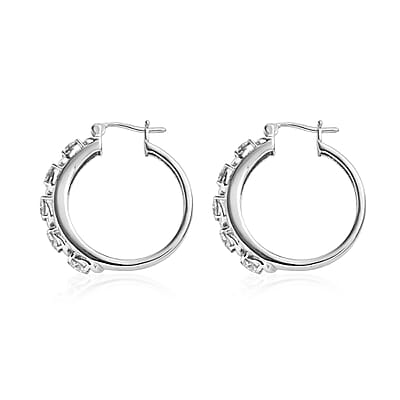 EverTrue Moissanite 2.30 ctw Infinity Wave Hoop Earrings in Stainless Steel