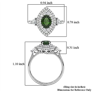 Certified & Appraised D'Joy Premium Chrome Diopside and Moissanite 2.40 ctw Ring in Rhodium Over Sterling Silver (Size 10.0)