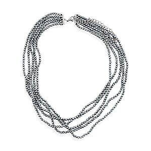 Terahertz 150.00 ctw Beaded Necklace (16.5-20.5) in Silvertone and Stainless Steel