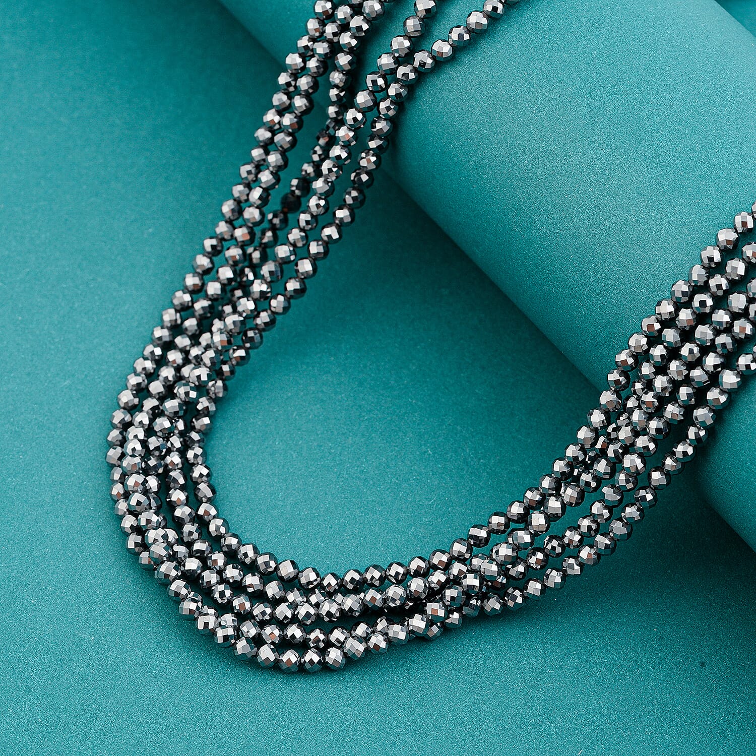 Terahertz 150.00 ctw Beaded Necklace (16.5-20.5) in Silvertone and Stainless Steel