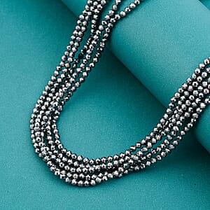 Terahertz 150.00 ctw Beaded Necklace (16.5-20.5) in Silvertone and Stainless Steel