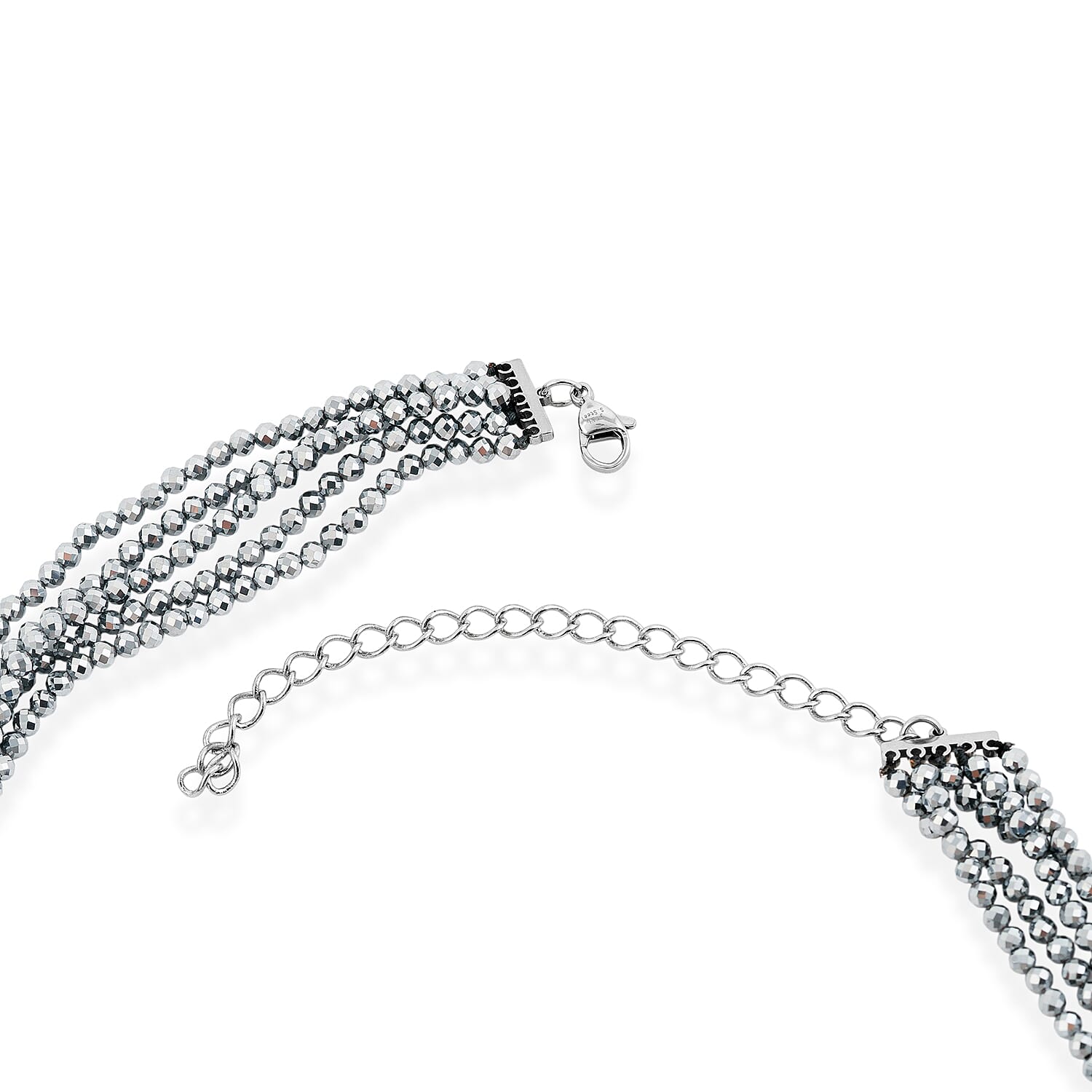 Terahertz 150.00 ctw Beaded Necklace (16.5-20.5) in Silvertone and Stainless Steel