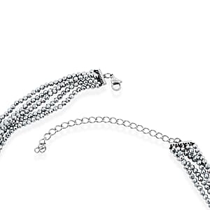 Terahertz 150.00 ctw Beaded Necklace (16.5-20.5) in Silvertone and Stainless Steel