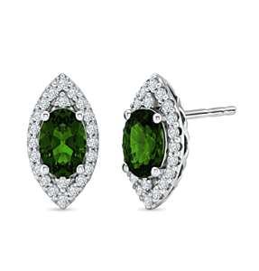 Certified & Appraised D'Joy Premium Chrome Diopside and Moissanite 2.00 ctw Earrings in Rhodium Over Sterling Silver