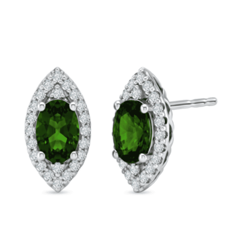 Certified & Appraised D'Joy Premium Chrome Diopside and Moissanite 2.00 ctw Earrings in Rhodium Over Sterling Silver