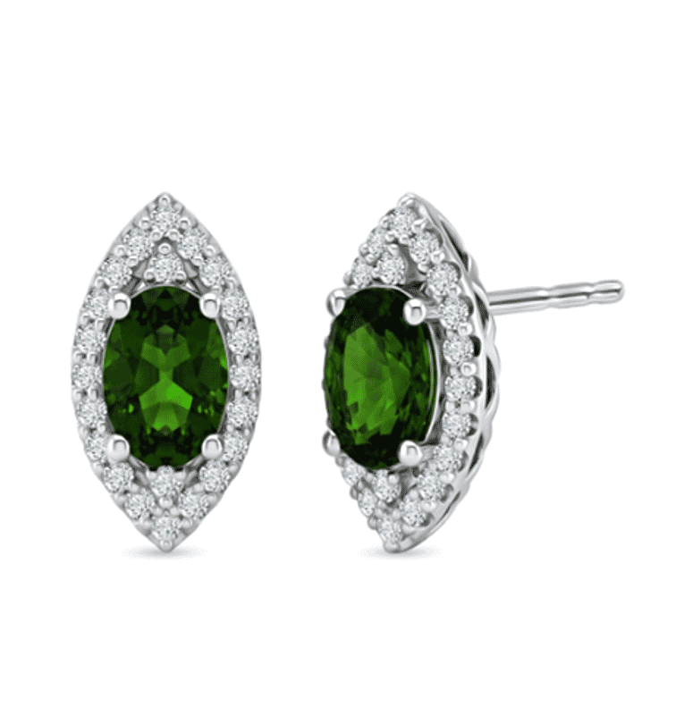 Certified & Appraised D'Joy Premium Chrome Diopside and Moissanite 2.00 ctw Earrings in Rhodium Over Sterling Silver