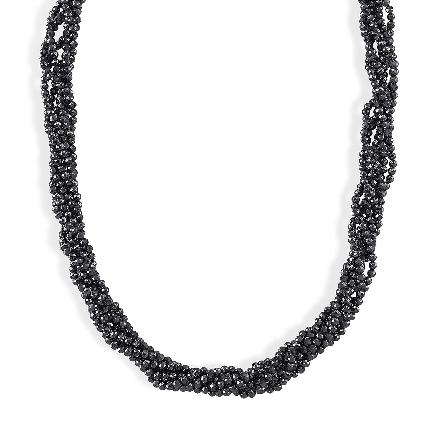 Terahertz and Simulated Diamond 150.00 ctw Beaded Necklace in Silvertone 20 Inches