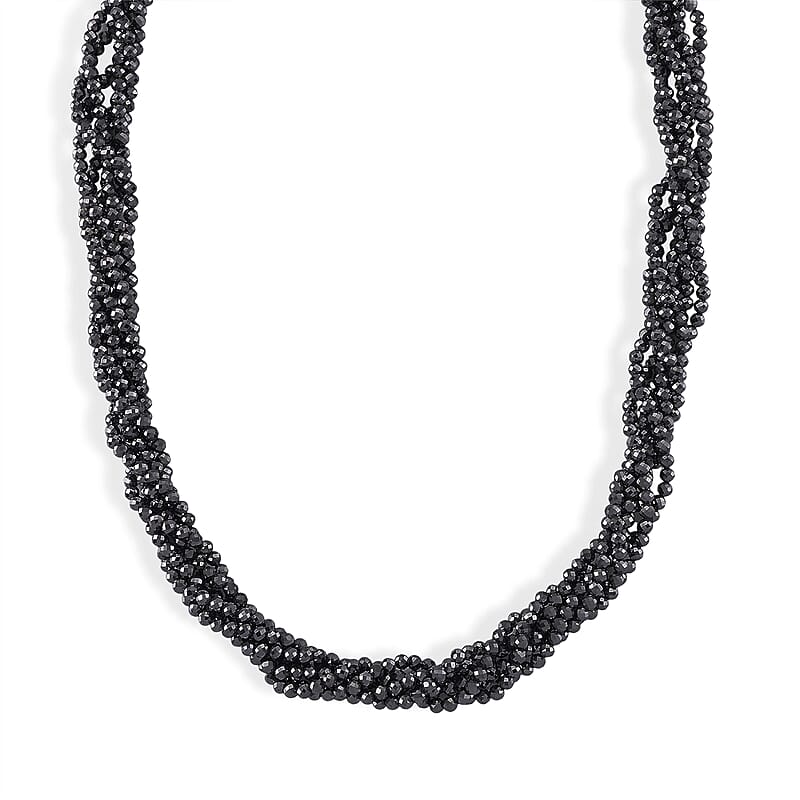 Terahertz and Simulated Diamond 150.00 ctw Beaded Necklace in Silvertone 20 Inches