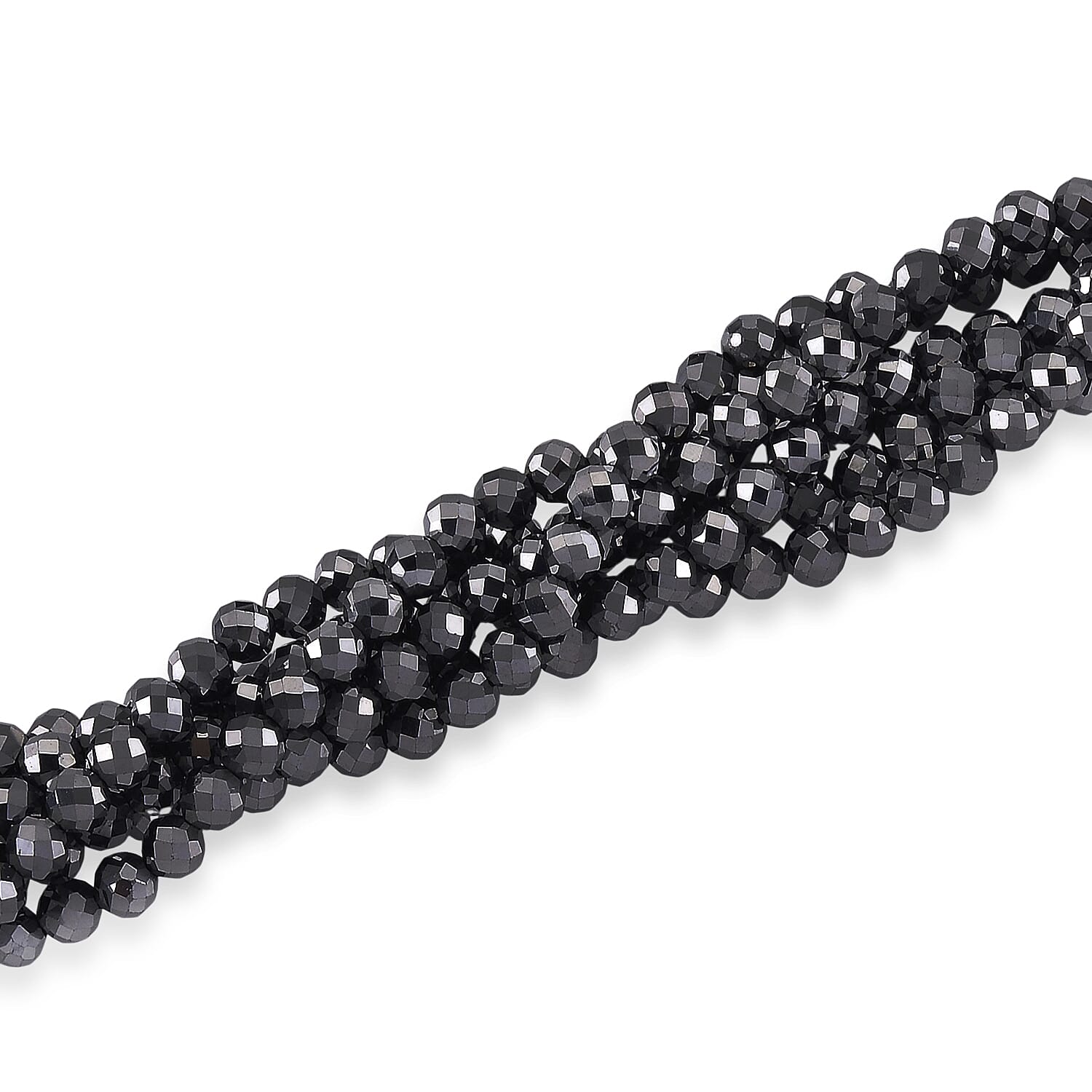Terahertz and Simulated Diamond 150.00 ctw Beaded Necklace in Silvertone 20 Inches