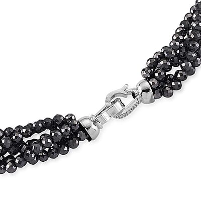 Terahertz and Simulated Diamond 150.00 ctw Beaded Necklace in Silvertone 20 Inches
