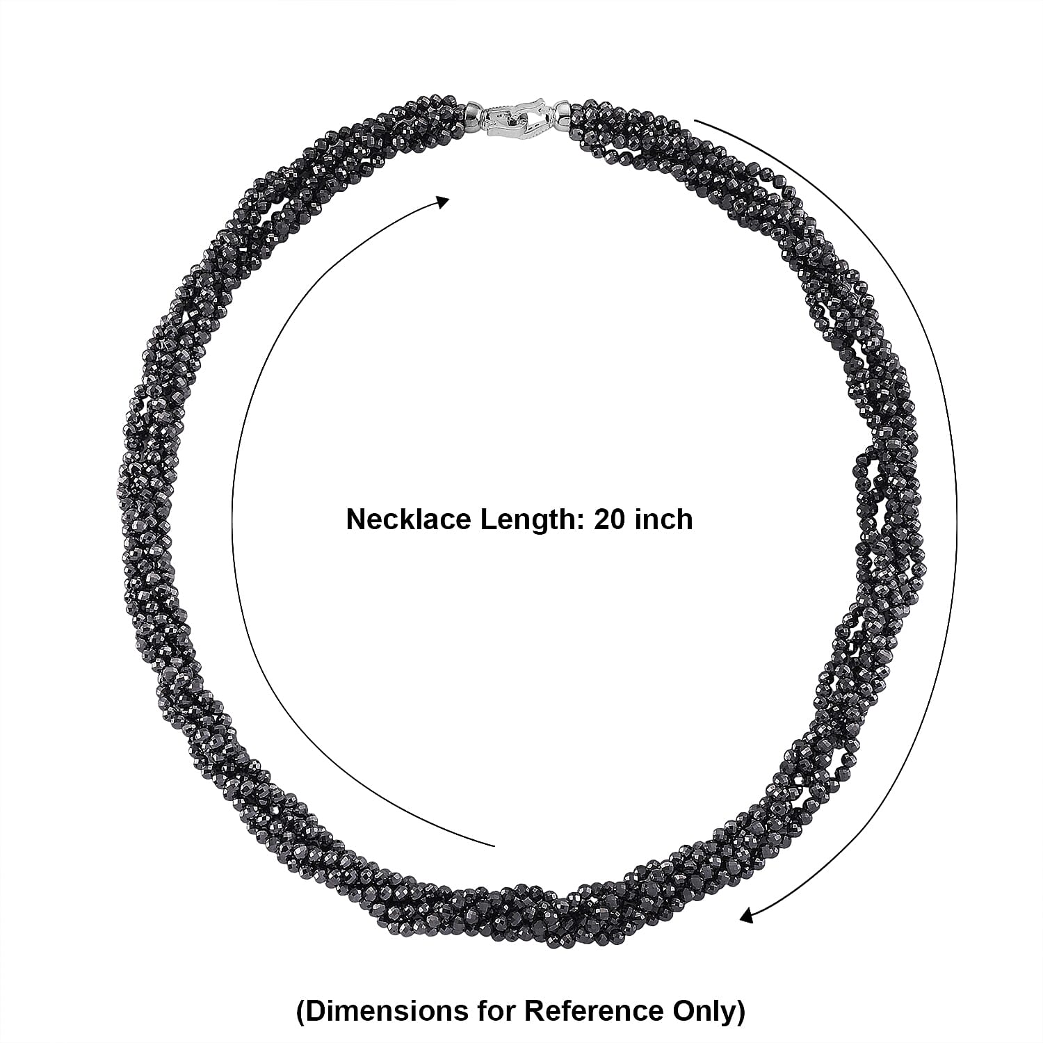 Terahertz and Simulated Diamond 150.00 ctw Beaded Necklace in Silvertone 20 Inches