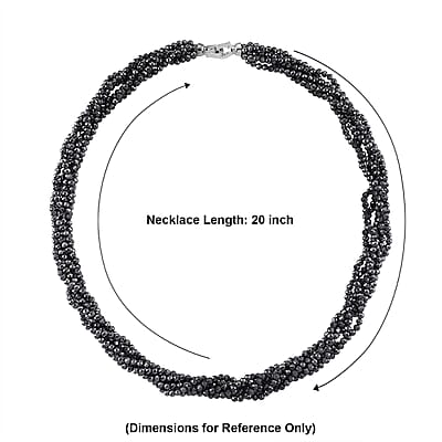 Terahertz and Simulated Diamond 150.00 ctw Beaded Necklace in Silvertone 20 Inches