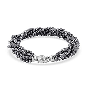 Terahertz and Simulated Diamond 60.00 ctw Bracelet in Silvertone (7.50 In)