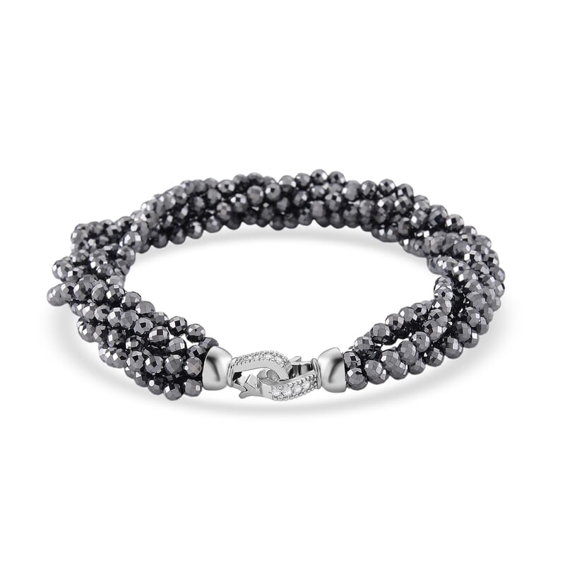 Terahertz and Simulated Diamond 60.00 ctw Bracelet in Silvertone (7.50 In)