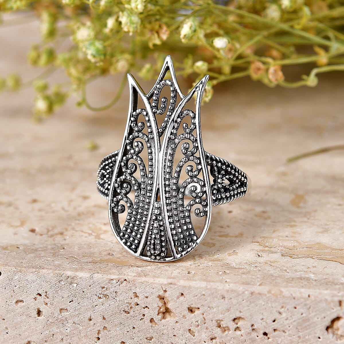 D'Joy Passport to Israel Artisan Crafted Fancy Ring in Sterling Silver (Size 7.0) 3.95 Grams image number 1