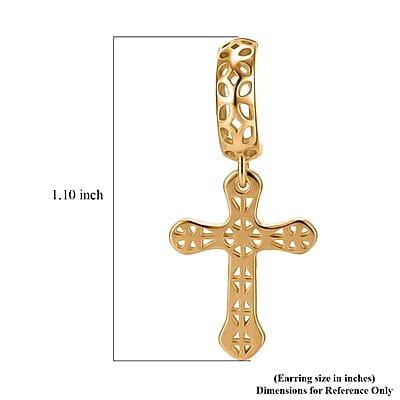 D'Joy Passport to Israel Cross Earrings in 18K Vermeil Yellow Gold Over Sterling Silver 1.75 Grams
