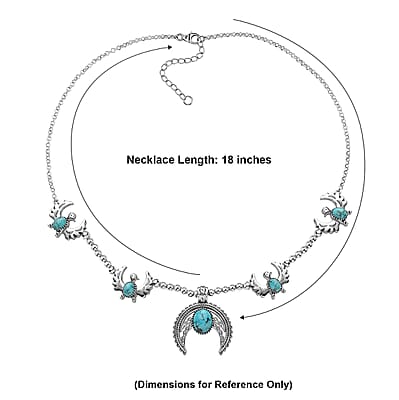 D'Joy Artisan Crafted Premium Blue Moon Turquoise 8.00 ctw Necklace in Sterling Silver 18-20 Inches