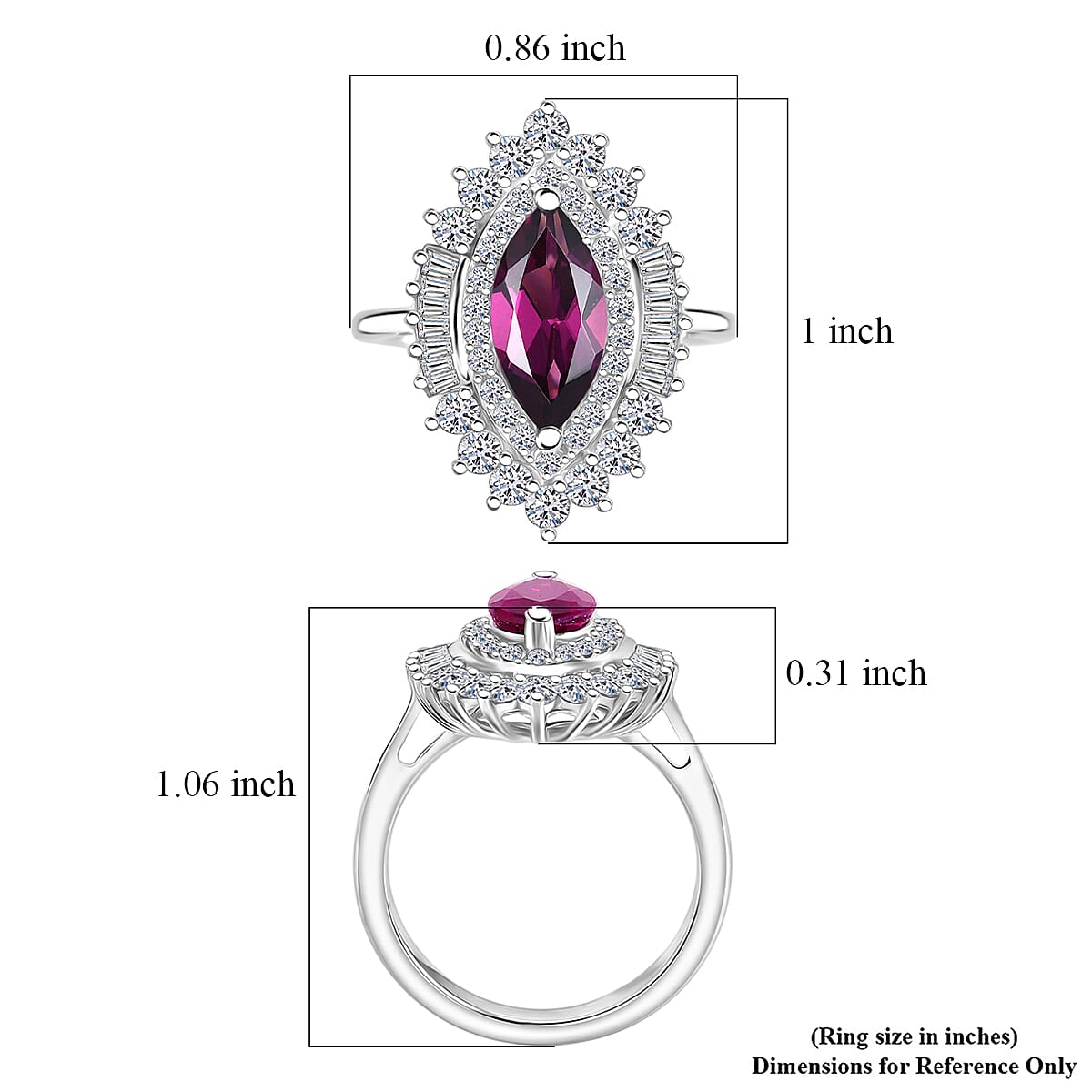 AAA Radiant Ember Garnet and Luxuriant Lab Grown Diamond E-F VS 3.00 ctw Firelight Halo Ring in 10K White Gold (Size 10.0)