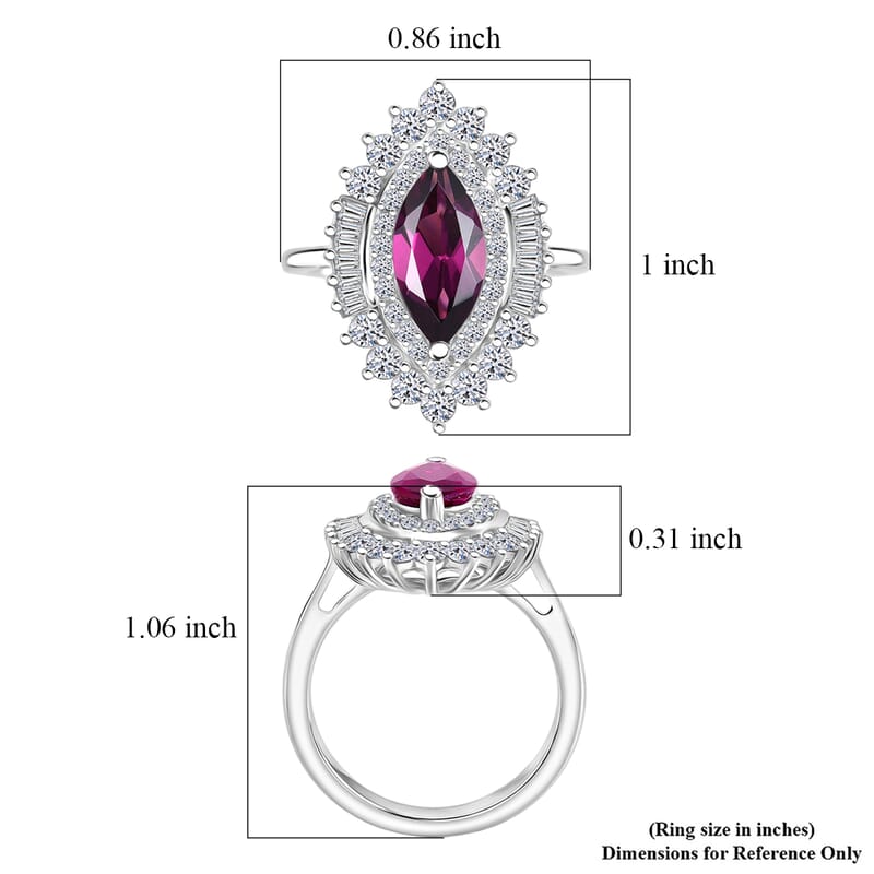AAA Radiant Ember Garnet and Luxuriant Lab Grown Diamond E-F VS 3.00 ctw Firelight Halo Ring in 10K White Gold (Size 10.0)
