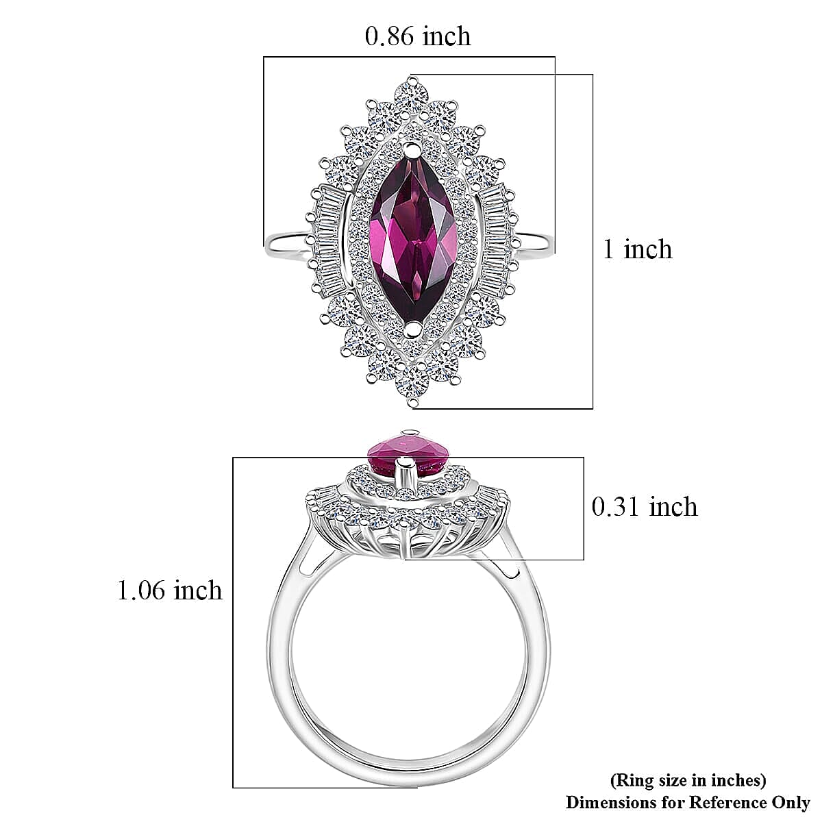 AAA Radiant Ember Garnet and Luxuriant Lab Grown Diamond E-F VS 3.00 ctw Firelight Halo Ring in 10K White Gold (Size 11.0)