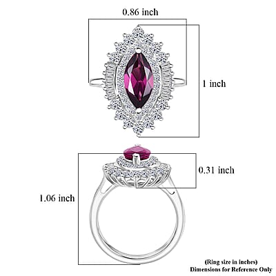 AAA Radiant Ember Garnet and Luxuriant Lab Grown Diamond E-F VS 3.00 ctw Firelight Halo Ring in 10K White Gold (Size 6.0)