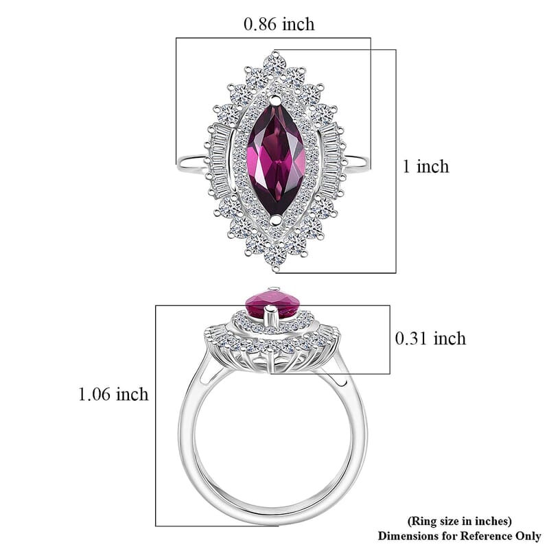 AAA Radiant Ember Garnet and Luxuriant Lab Grown Diamond E-F VS 3.00 ctw Firelight Halo Ring in 10K White Gold (Size 7.5)