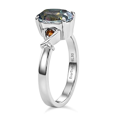 EverTrue Cassiopeia Mystic Topaz and Simulated Orange Diamond 3.60 ctw Ring in Stainless Steel (Size 6)