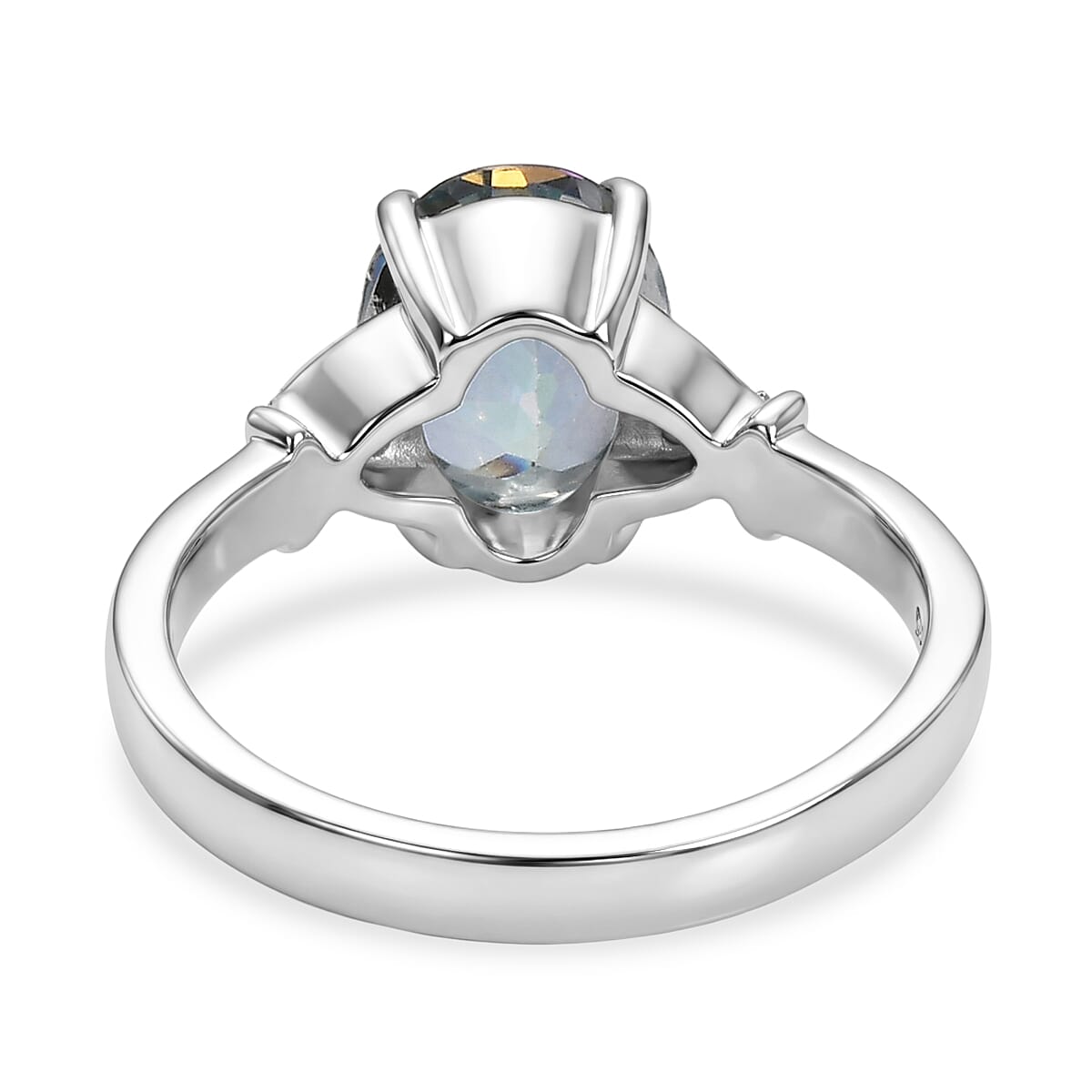 EverTrue Cassiopeia Mystic Topaz and Simulated Orange Diamond 3.60 ctw Ring in Stainless Steel (Size 6)