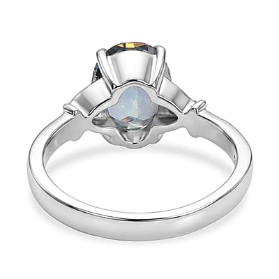 EverTrue Cassiopeia Mystic Topaz and Simulated Orange Diamond 3.60 ctw Ring in Stainless Steel (Size 6)