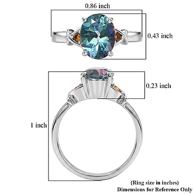 EverTrue Cassiopeia Mystic Topaz and Simulated Orange Diamond 3.60 ctw Ring in Stainless Steel (Size 6)