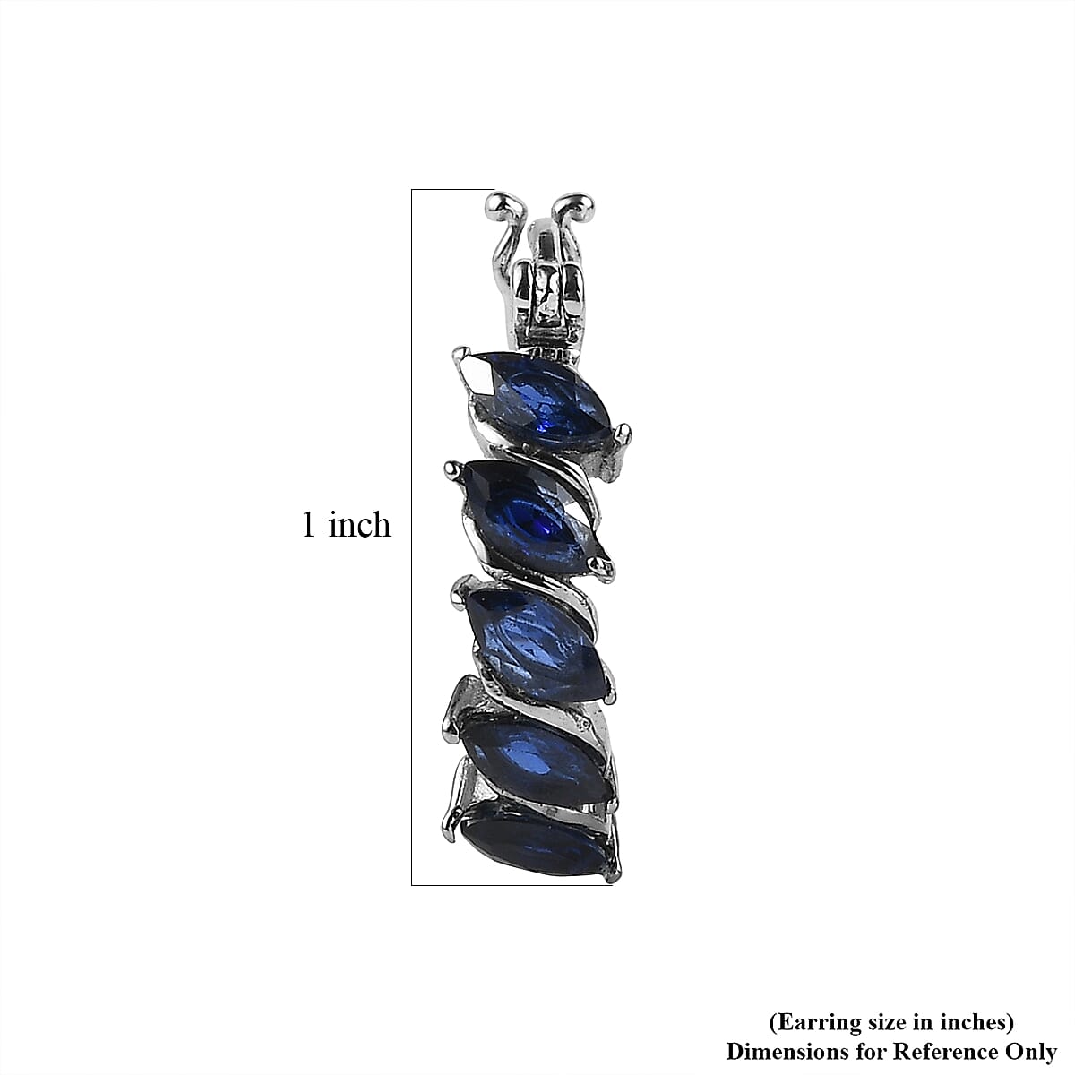 EverTrue Lab Created Blue Sapphire 3.00 ctw Hoop Earrings in Stainless Steel