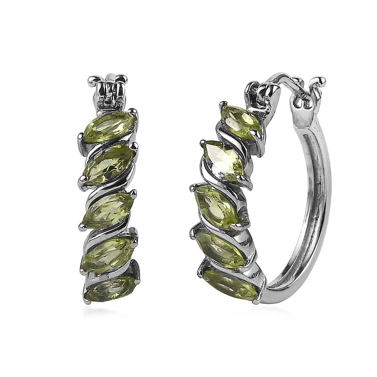 EverTrue Hebei Peridot 2.35 ctw Hoop Earrings in Stainless Steel