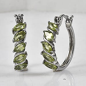 EverTrue Hebei Peridot 2.35 ctw Hoop Earrings in Stainless Steel