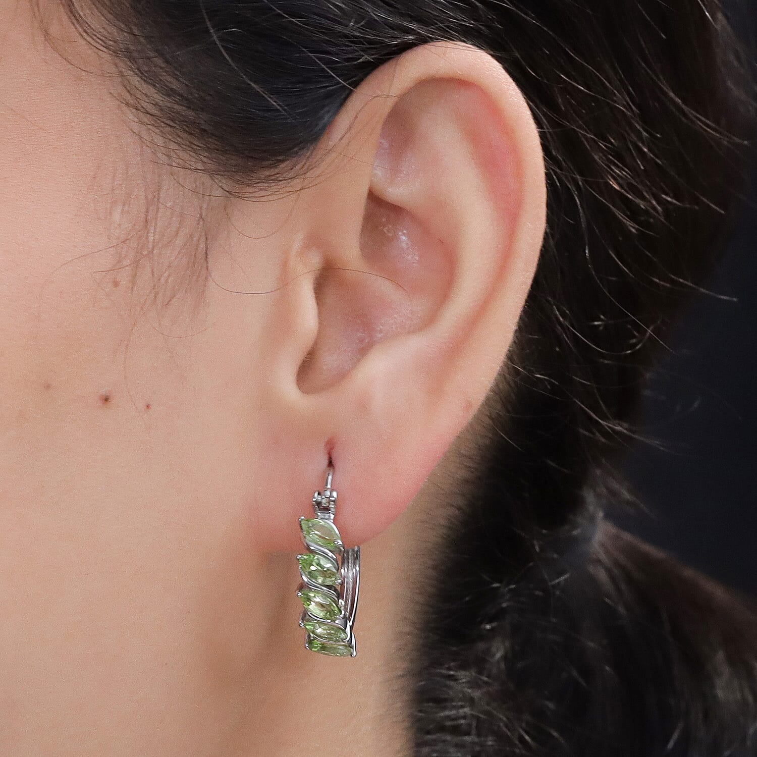 EverTrue Hebei Peridot 2.35 ctw Hoop Earrings in Stainless Steel