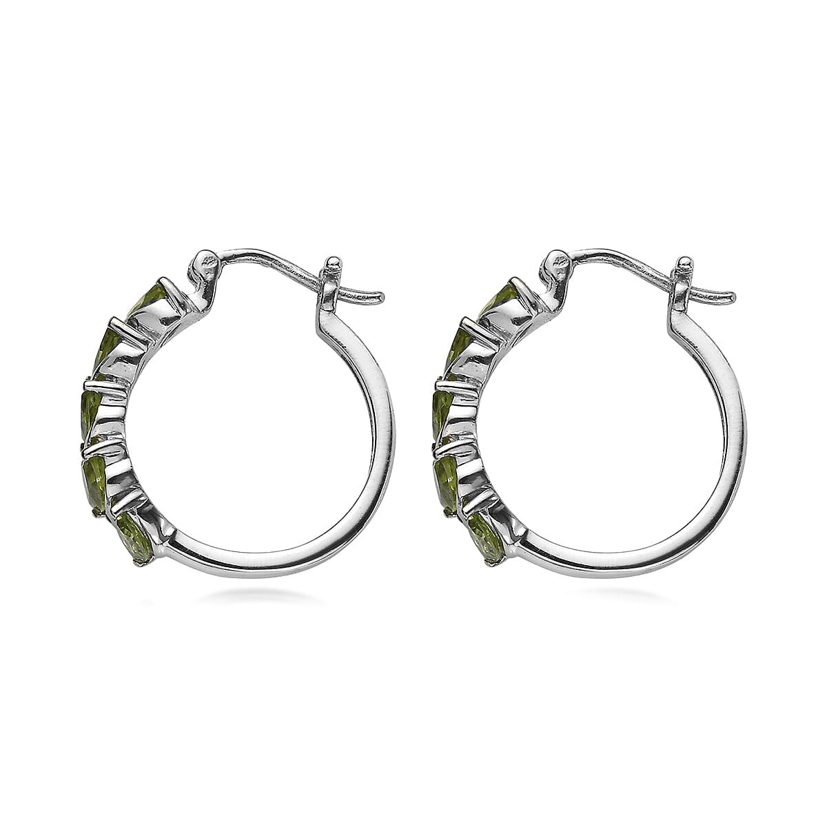 EverTrue Hebei Peridot 2.35 ctw Hoop Earrings in Stainless Steel