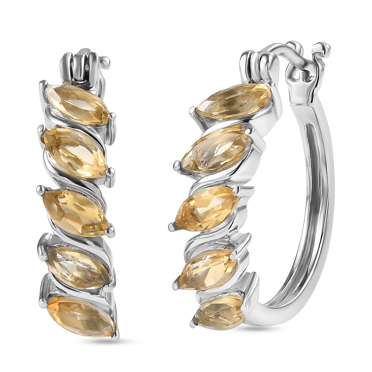 EverTrue Brazilian Citrine 2.50 ctw Hoop Earrings in Stainless Steel