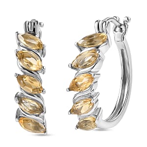 EverTrue Brazilian Citrine 2.50 ctw Hoop Earrings in Stainless Steel