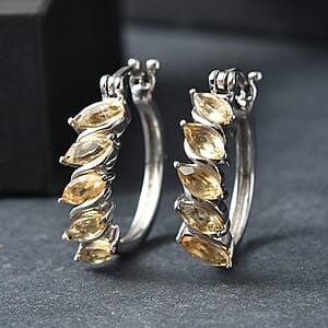 EverTrue Brazilian Citrine 2.50 ctw Hoop Earrings in Stainless Steel